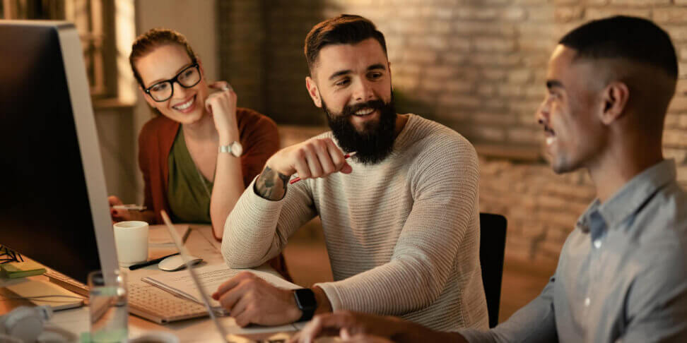 A group of software developers working together